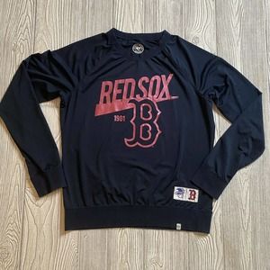 47 Brand Boston Red Sox LS Watmup Shirt Mens M Blue Stretch Breathable Mesh